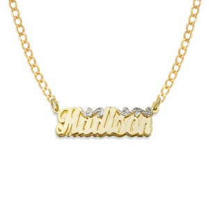 Script Gold Double Nameplate Necklace