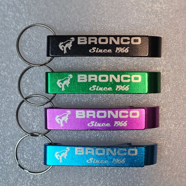 thumbnail image 2 of Ford Bronco Black Leather Strap Keychain – Metal Logo, USA-Made By IPick Image, LLC 2 of 3