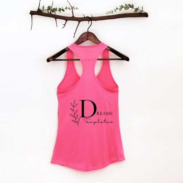 Next Level 1533 Mockup Hot Pink Back Side | Hot Pink Tank Back Mockup | Next Level 1533 Tank Back Mockup Hot Pink