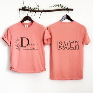 Comfort Colors 1717 Mockup Terracotta Couple Front & Back | Comfort Colors C1717 Terracotta Front Back Mockup Couple | CC1717 Crimson Mockup