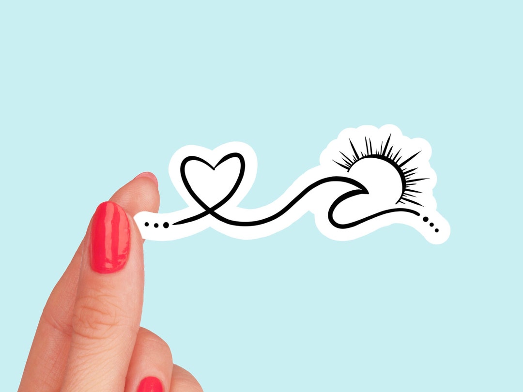 Heart Wave Sun Vinyl Sticker - Etsy
