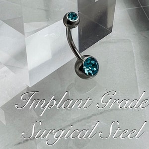 14G Implant Grade Surgical Steel Aqua Belly Button Navel Ring