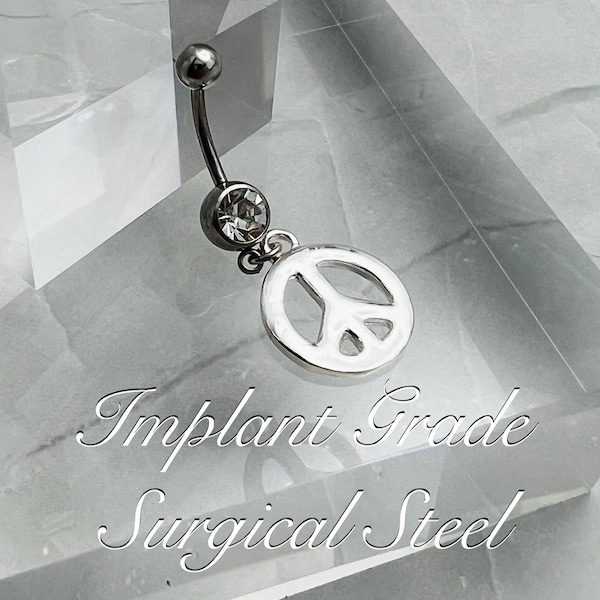 14G Peace Sign Implant Grade Surgical Steel Belly Button Navel Ring