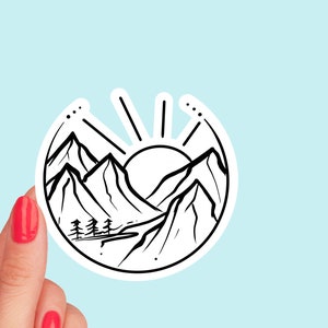 Mountain Trees Sun Vinyl Sticker