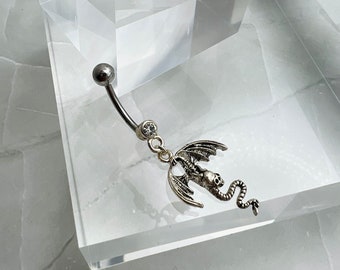 14G Dragon Belly Button Ring Implant Grade Surgical Steel Belly Button Navel Ring