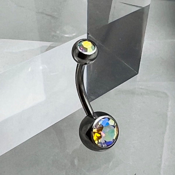 14G Iridescent Implant Grade Surgical Steel Belly Button Navel Ring