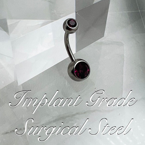 14G Implant Grade Surgical Steel Purple Belly Button Navel Ring