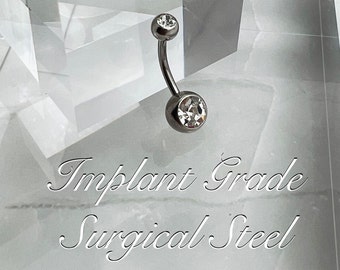 14G Implant Grade Surgical Steel Clear Belly Button Navel Ring