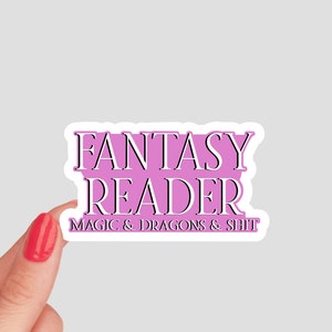 Fantasy Reader Book Sticker / Magic and Dragons Sticker / Bookish Sticker / book sticker for kindle / book lover gift