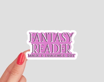 Fantasy Reader Book Sticker / Magic and Dragons Sticker / Bookish Sticker / book sticker for kindle / book lover gift