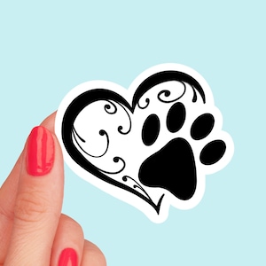 Paw Print Heart Vinyl Sticker dog sticker