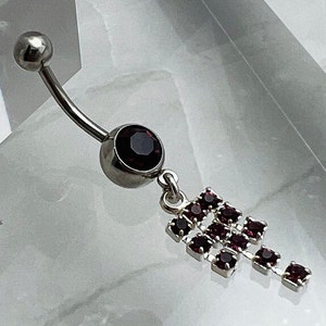 Purple Dangle 14G Implant Grade Surgical Steel Belly Button Navel Ring