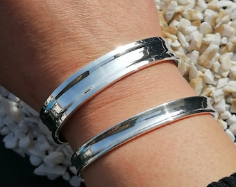 925 Sterling Silver Bracelet, Polished Unisex Bangle, Smooth Bracelet for Women, Silver Cuff Jewelry, Elegant Silver Bangle