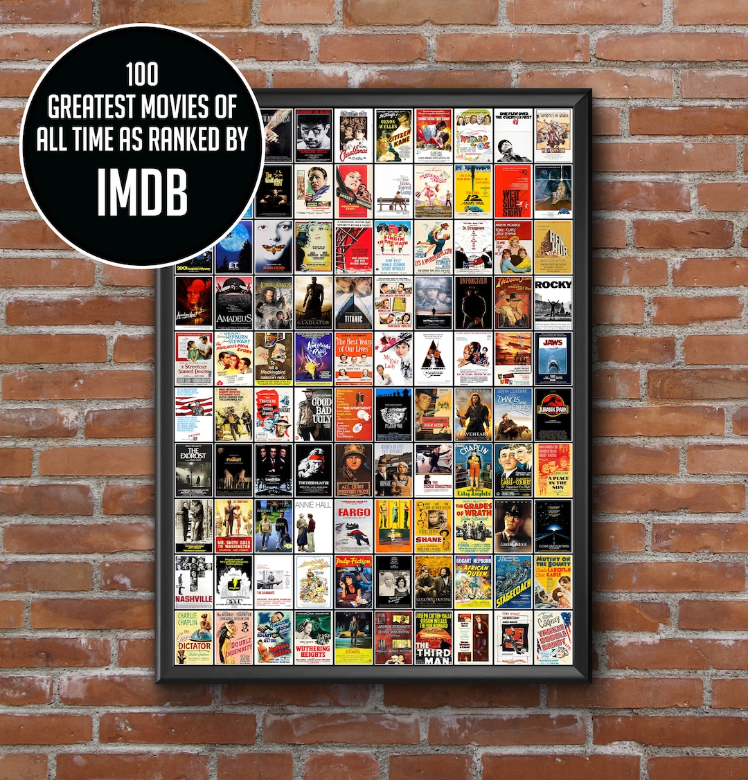 100 Greatest Movies of All Time Film Digital Download IMDB Top 100 List ...