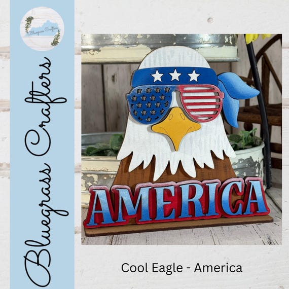 Patriotic Shelf Sitters, Handmade Bald Eagle, Lady Liberty, Uncle Sam, 4th July Decor