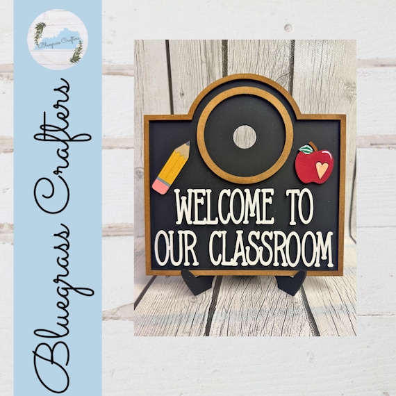 Personalized Teacher Classroom Sign, Chalkboard Welcome Decor