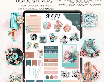 ROSE Gold GOODNOTES STICKERS, Digital Stickers, Neon Digital Stickers ...