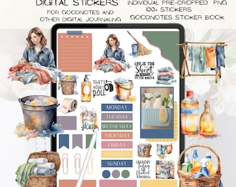 House Cleaning Digital Stickers, GoodNotes Planner (PNG, Goodnotes file)