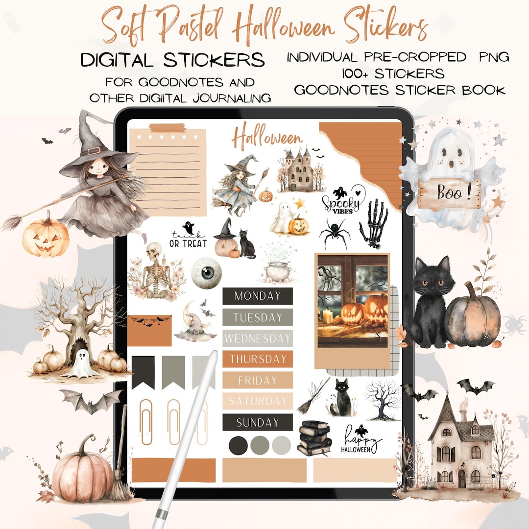 Soft Pastel Halloween Stickers, Goodnotes Planner (digital Download) - Etsy