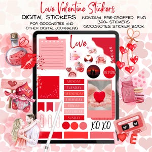 Love Valentine Digital Stickers, GoodNotes Planner (PNG, PDF)