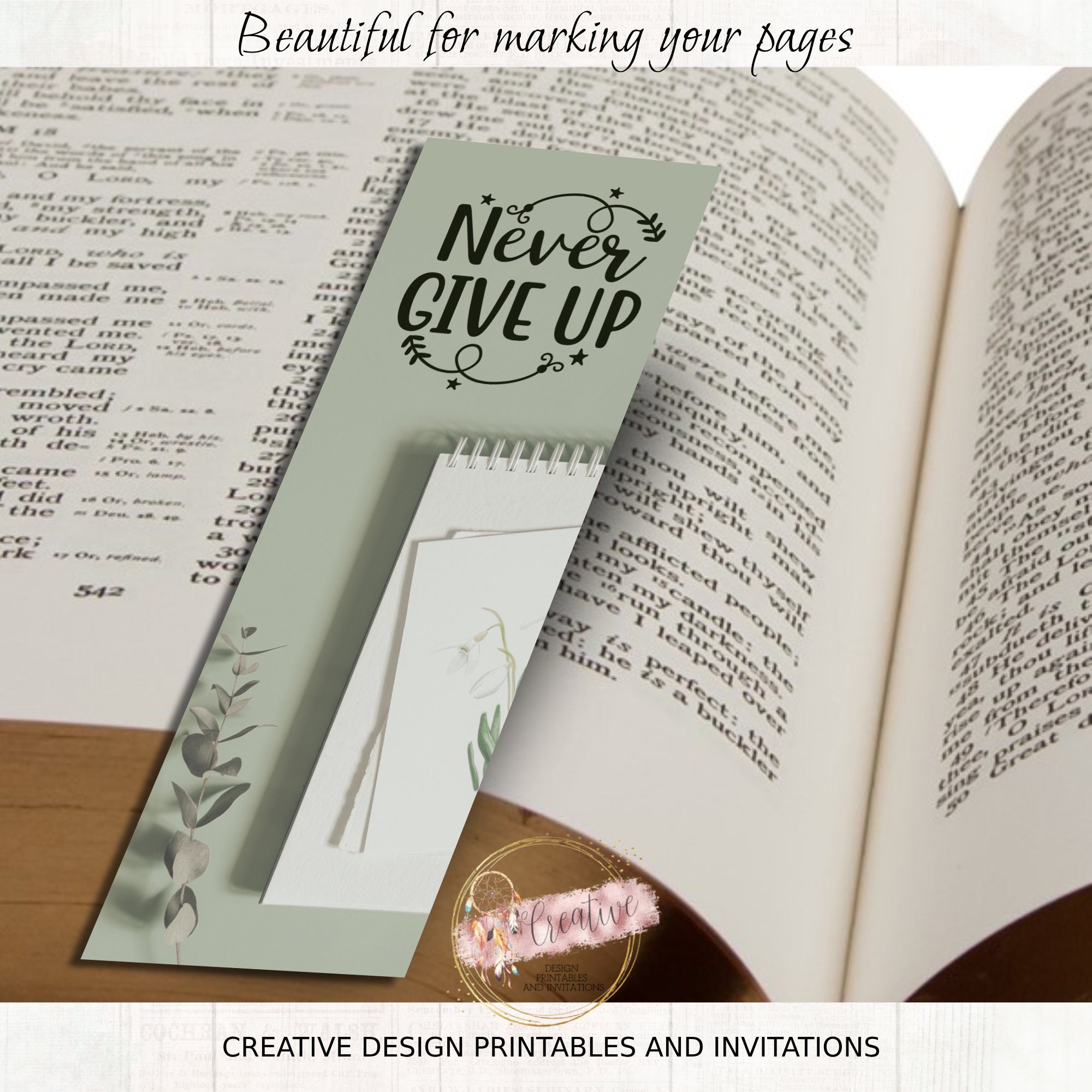GREEN AESTHETIC Printable BOOKMARKS Set of 5,instant Digital Download ...