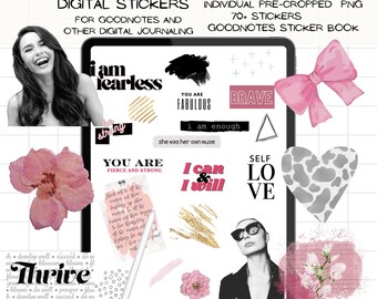 Fearless & Brave GoodNotes Stickers, Digital Journaling (PNG)