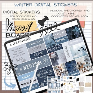 WINTER GOODNOTES Collage STICKERS, Digital Vision Board and Journaling stickers,Winter Digital Stickers,GoodNotes Planner,ipad stickers