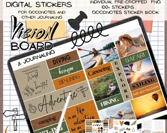 Adventure Digital Stickers, GoodNotes Journaling (PNG)