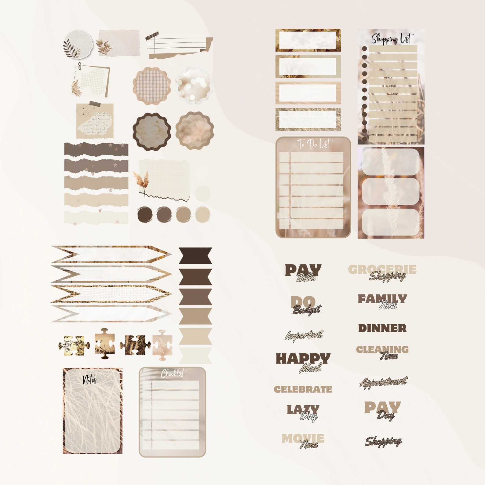Brown and Beige AESTHETIC GOODNOTES STICKERS, Digital Stickers, Brown ...