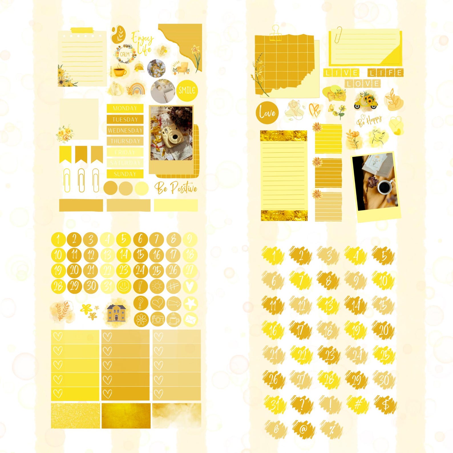 Yellow Goodnotes Stickers, Digital Planner, Journal (PNG, PDF) - Etsy