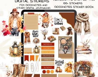 Cozy Autumn Stickers for GoodNotes, Digital Journaling (PNG, GoodNotes file)