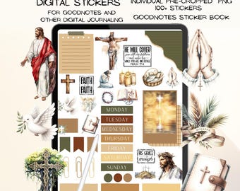 Christian Digital Stickers for GoodNotes, Faith Planner (PNG, GoodNotes file)