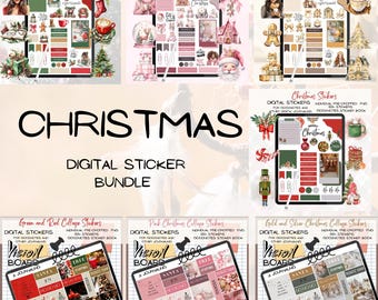 Christmas Digital Sticker Bundle, GoodNotes Planner (PNG & Goodnotes File)