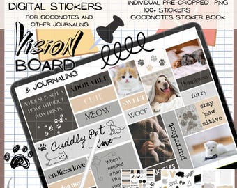 Pet Love Digital Stickers, GoodNotes Journaling (PNG)