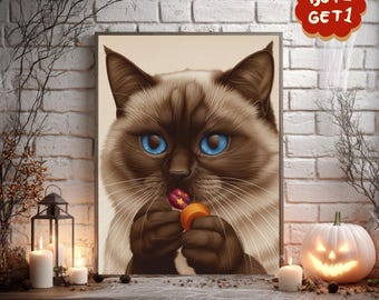 Custom Halloween Pet Portrait | Trick or Treat Theme | Grainy Illustration Style