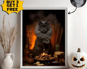 Anpassat Halloween-husdjursporträtt – Spöklik katt eller hund digital konst