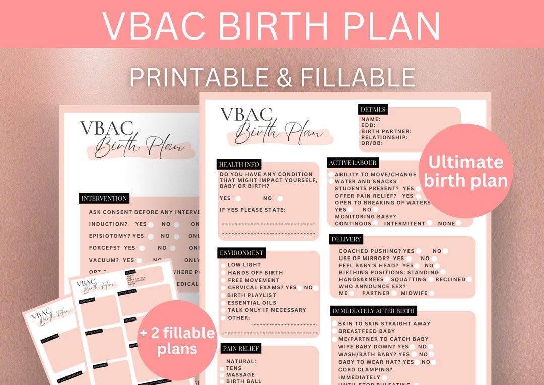 Vbac Birth Plan Template Printable Birth Plan Natural Birth Plan Birth