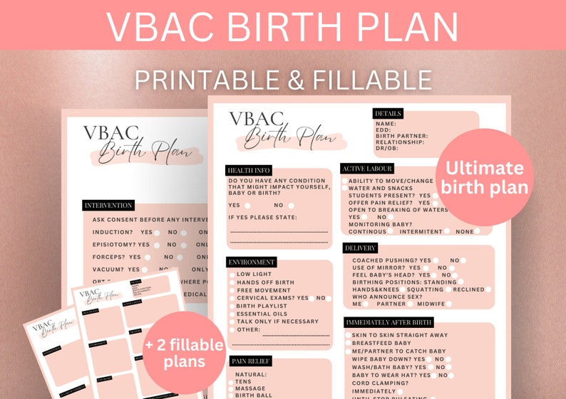 Vbac Birth Plan Template Printable Birth Plan Natural Birth - Etsy ...