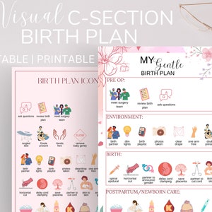 C-Section Geburtsplan Visueller Geburtsplan Vorlage Bearbeitbarer DIGITALER Download