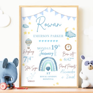 Neues Baby personalisiertes Geschenk für Jungen Geburt Stats Druck-Andenken Druck Geschenk für neues Baby