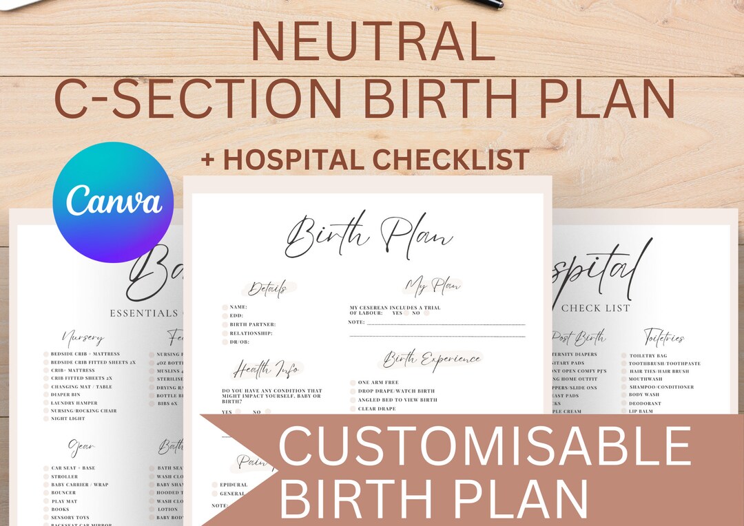 C Section Birth Plan Template Cesarean Birth Plan Printable Etsy