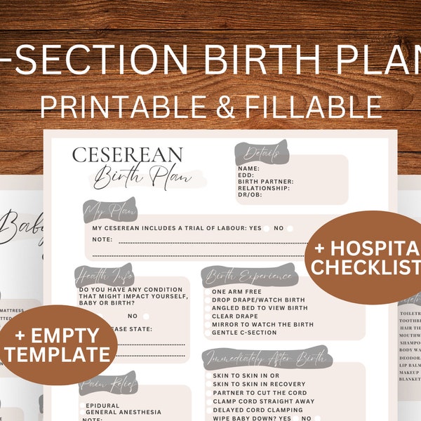 C Section Birth Plan Template Cesarean Birth Plan Printable Birth Preference Digital Birth Plan Canva Edit Birth Plan