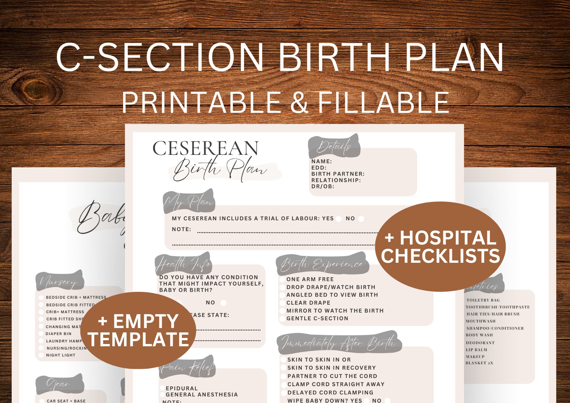 C Section Birth Plan Template Cesarean Birth Plan Printable - Etsy