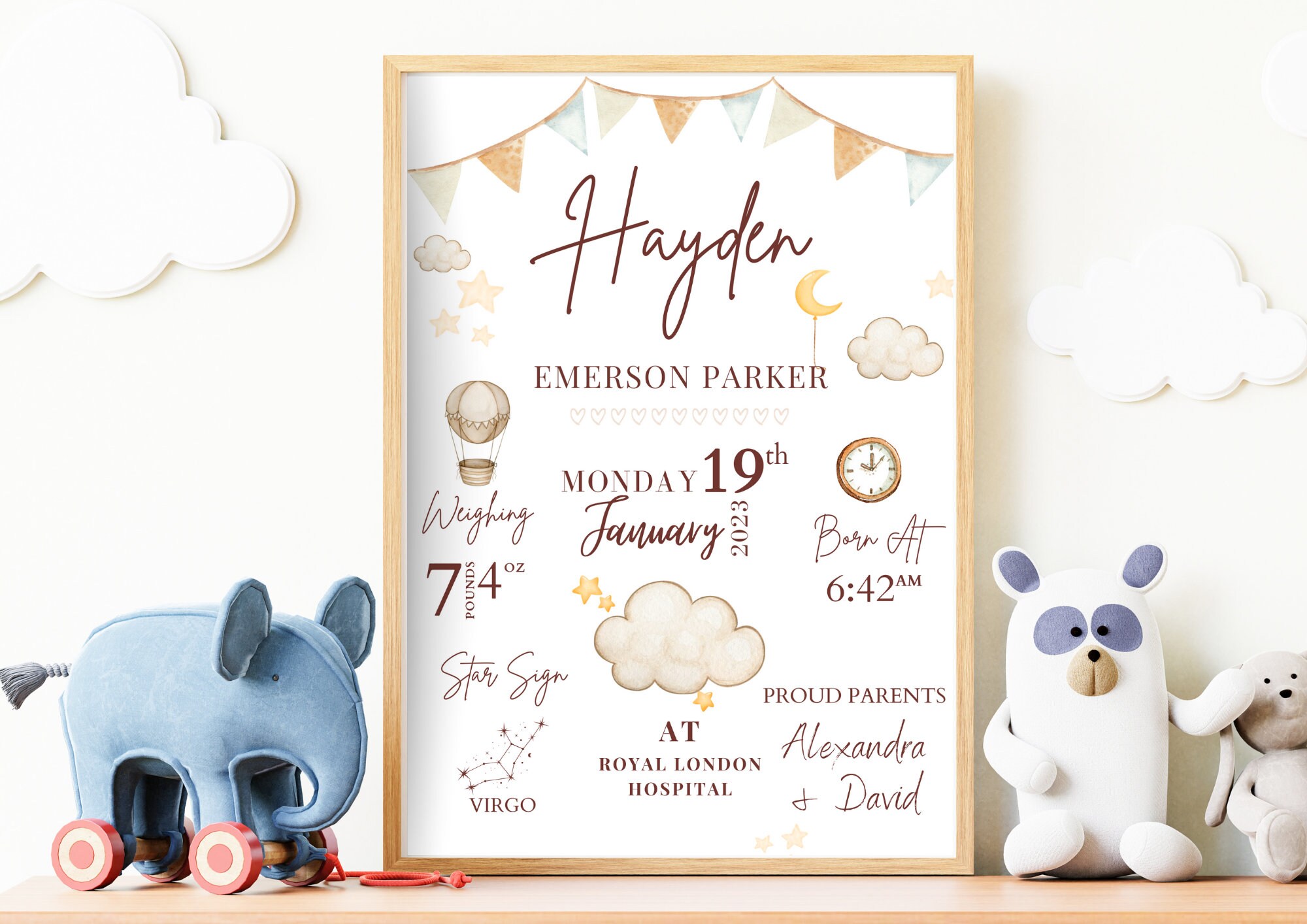Newborn Personalised Gift Birth Details Print Gift for New Baby Gift ...