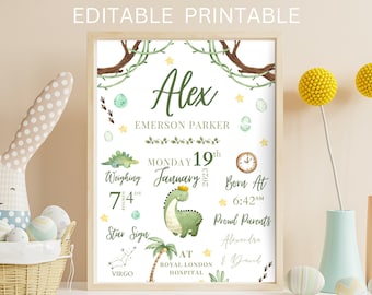 New Baby Personalised Gift For Boy Birth Stats Print Keepsake Print Gift For New Baby Boy Custom Gift Print Editable Newborn Gift