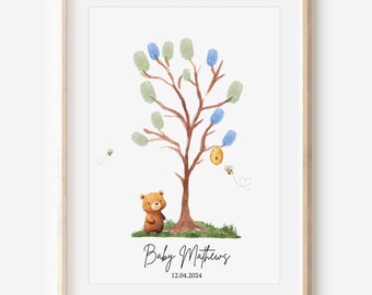 Arbre d'empreintes digitales pour baby shower Livre d'or personnalisé Baby shower impression abeille cadeau de baby shower cadeau souvenir abeille baby shower