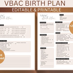 Vbac Birth Plan Template Printable Birth Plan Natural Birth Plan Birth Preferences Birth Template Pregnancy Baby Planner