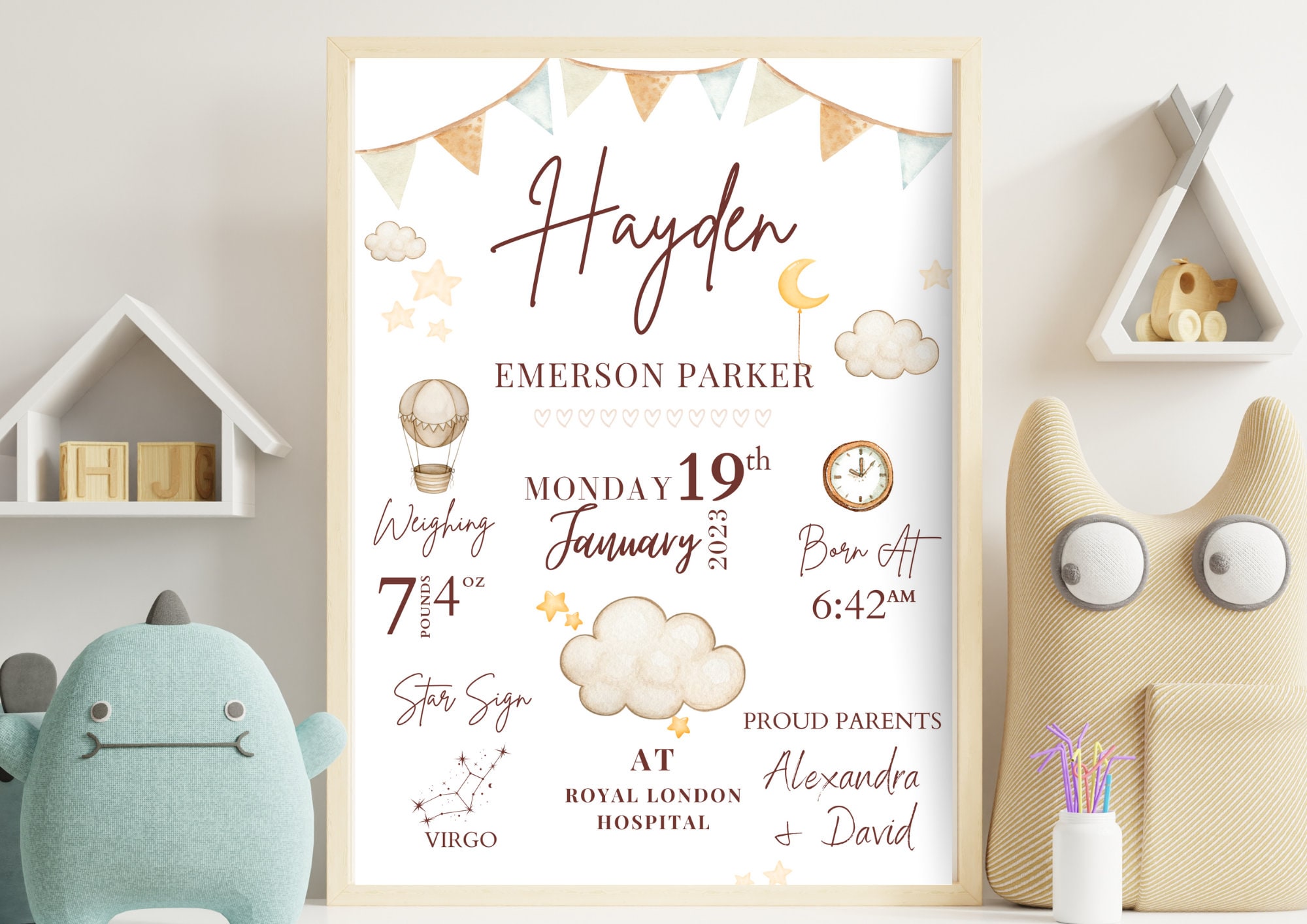 Newborn Personalised Gift Birth Details Print Gift for New Baby Gift ...
