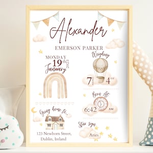 Neues Baby personalisiertes Geschenk Geschlecht Neutral Geburt Stats Druck Andenken Druck Geschenk für neues Baby