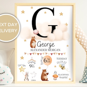 Birth details print Baby Name Print Baby Name Sign Baby Personalised Gift Gender Neutral Print Gift Idea New Baby Baptism Christening Gift
